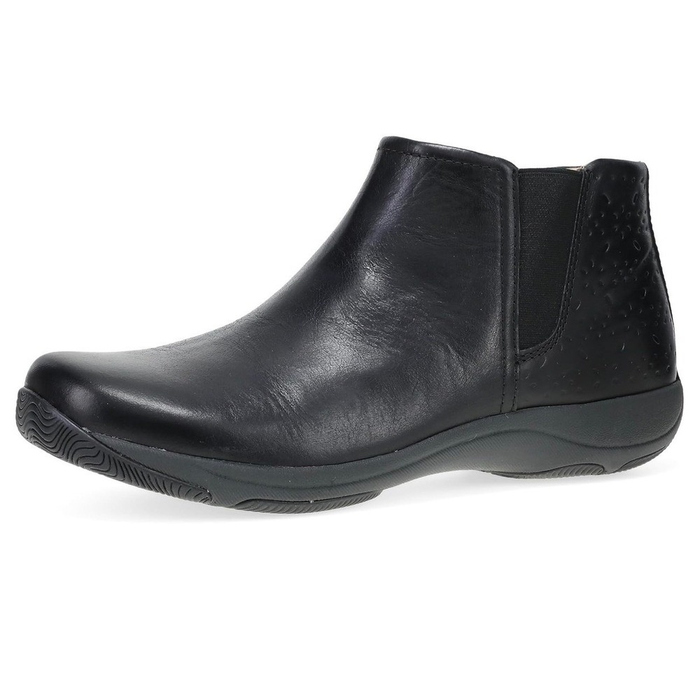 Dansko Sherry Black Waxy Burnished Leather Ankle Boots 39 Slip Resistant New